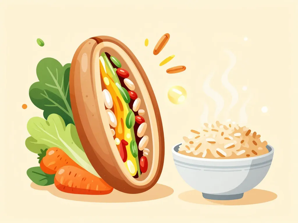 coupes grain riz brun ou riz complet nutrition