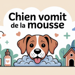 chien stylisé entouré de soins vomi de la mousse