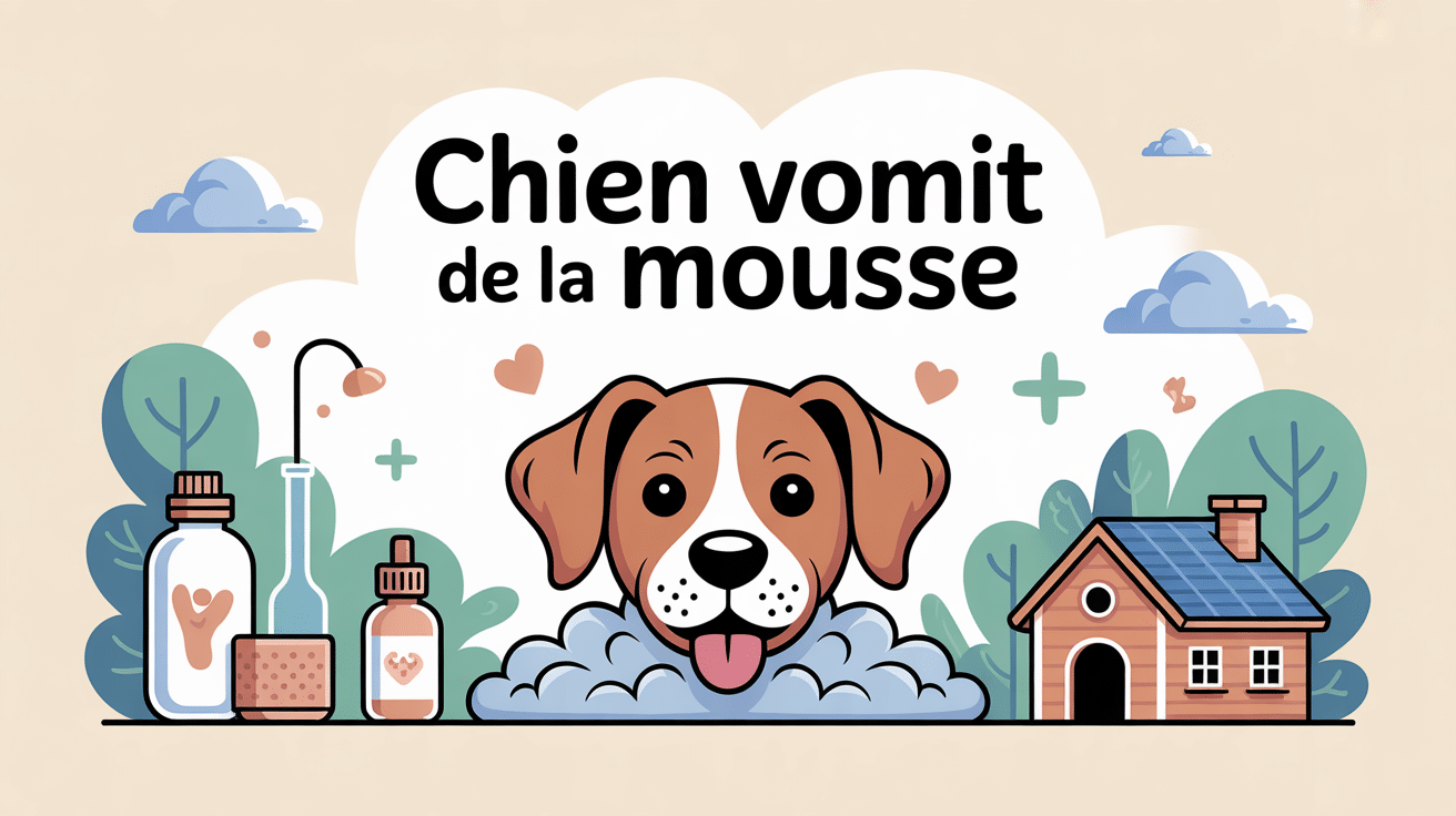 chien stylisé entouré de soins vomi de la mousse