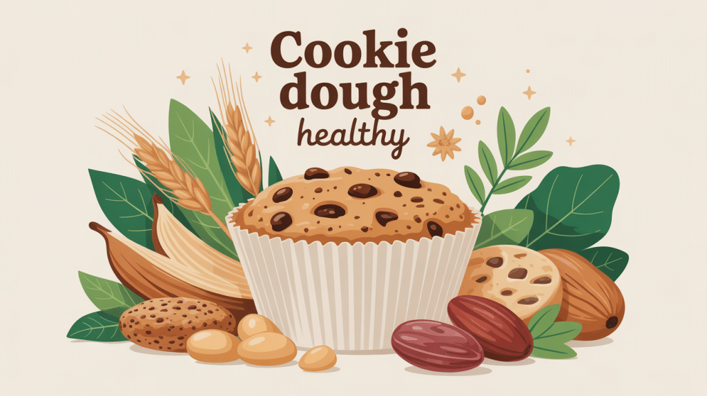 cookie dough healthy illustré avec ingrédients naturels