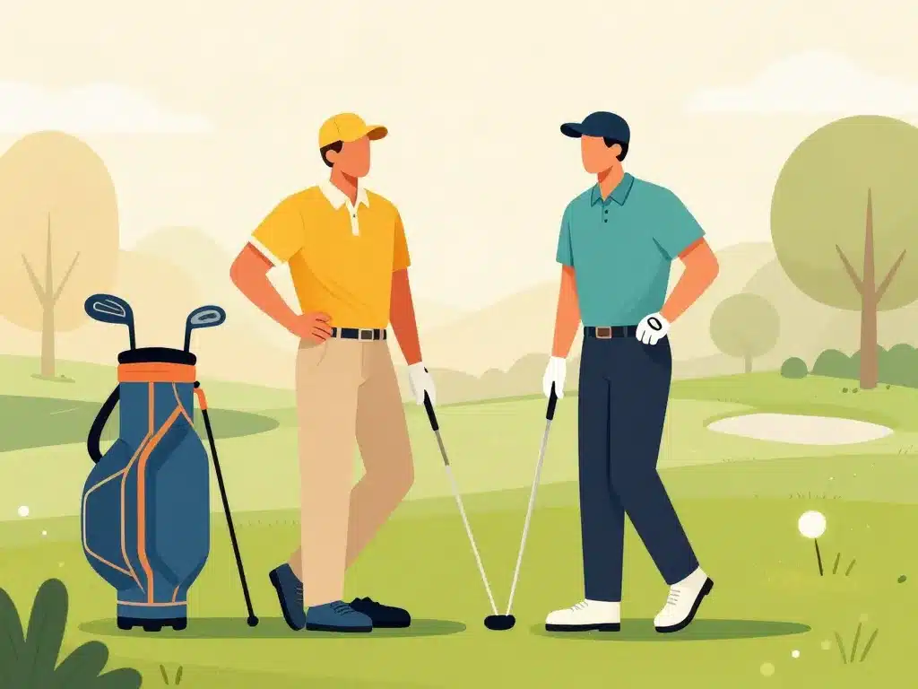 illustration greensome stratégie équipe joueurs discussion tactique