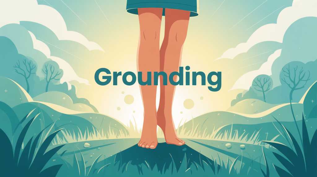grounding bienfaits illustration personne pieds nus terre