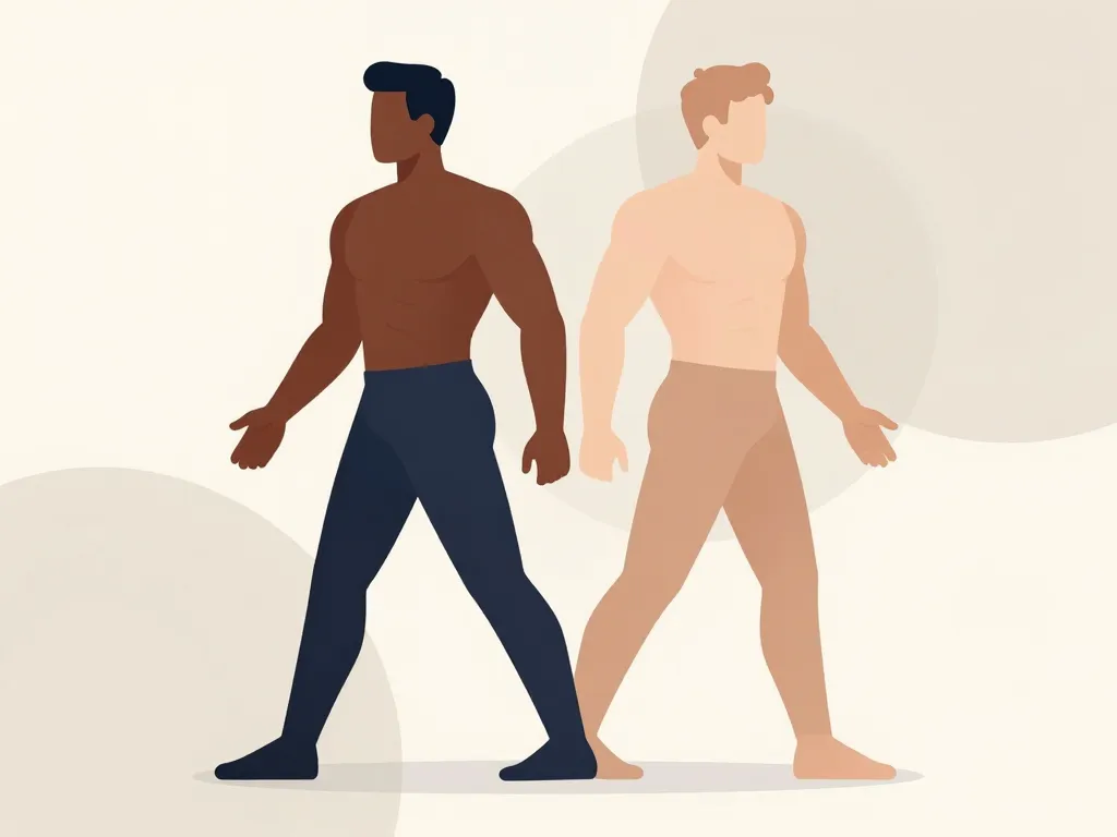 homme maigre noir vs blanc perception contraste corporel