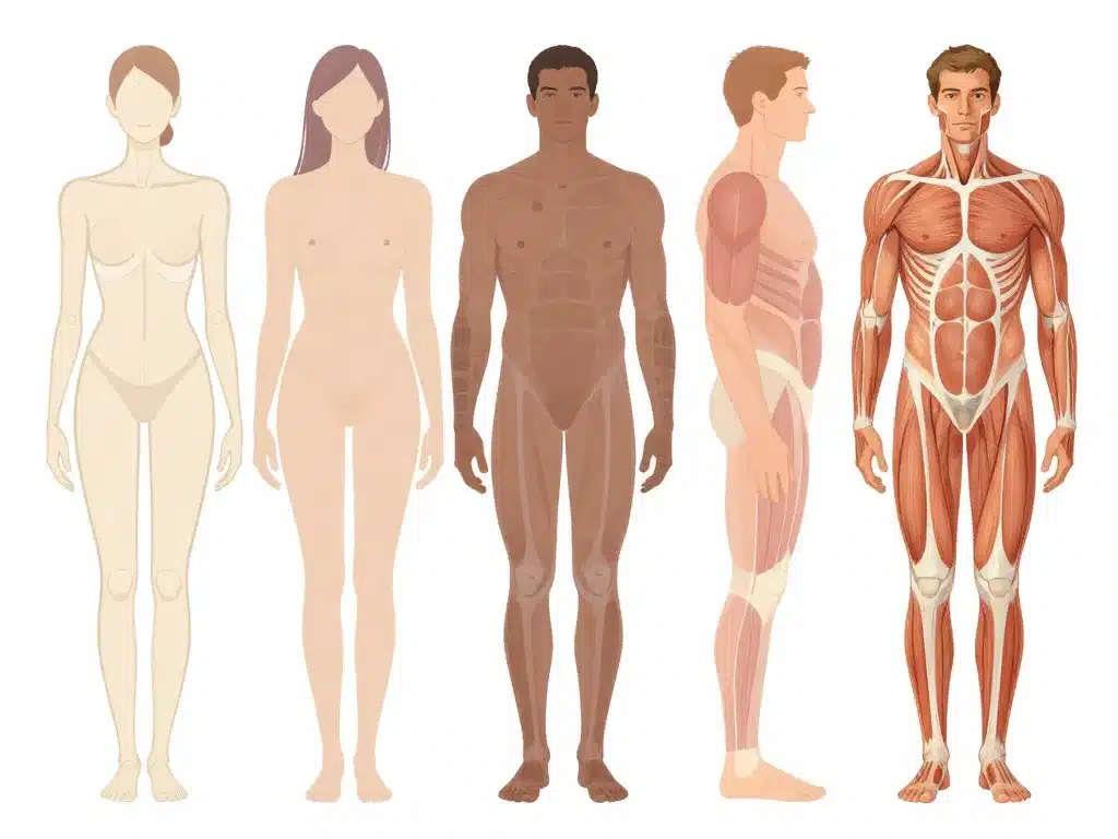 homme maigre noir vs blanc schéma morphologie maigreur