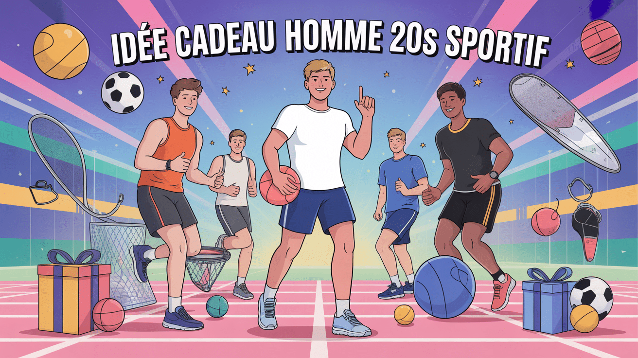 idee cadeau homme 20 ans sportif illustration athlètes et accessoires sport