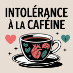 illustration intolerance a la cafeine symptomes tasse cafe et organes