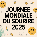 Illustration joyeuse de la journée mondiale du sourire 2024 avec smileys et couleurs vives