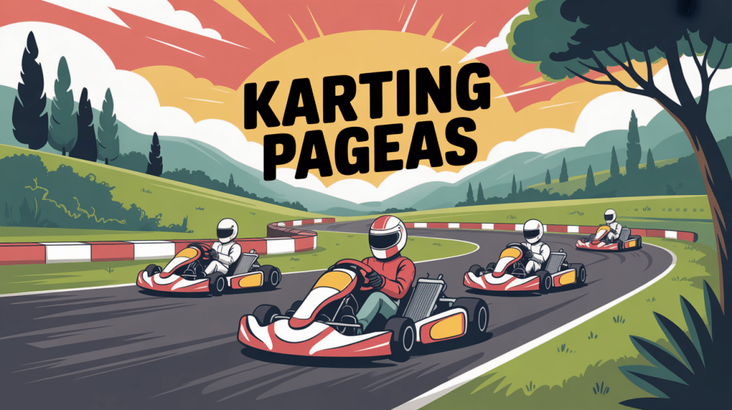 illustration dynamique karting pageas piste et pilotes