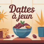 Illustration moderne des bienfaits des dattes à jeun le matin