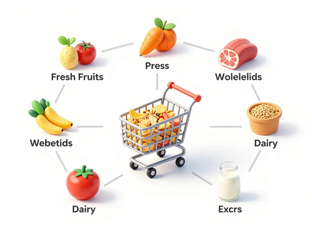 diagramme des catégories de liste de courses healthy