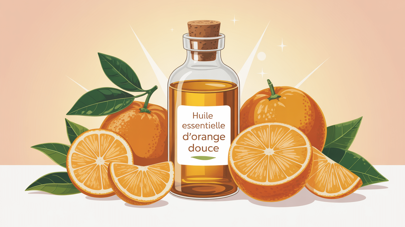 bouteille orange douce huile essentiel, oranges fraîches, bien-être