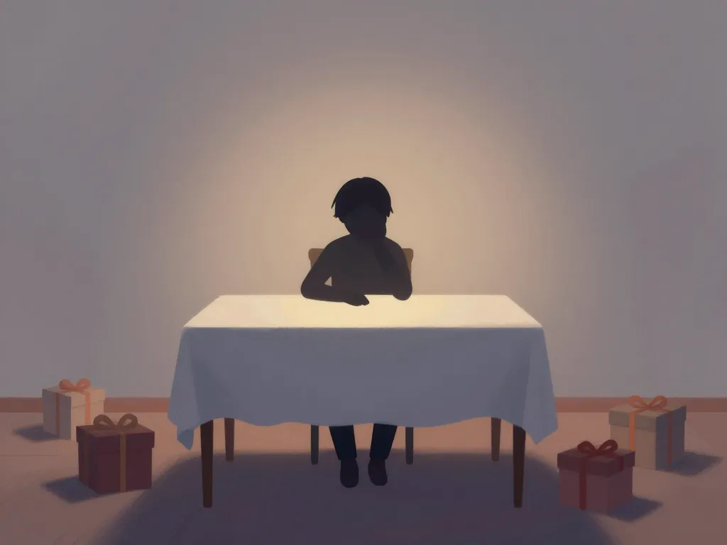 pas de cadeau pour mon anniversaire psychologie silhouette seule table vide