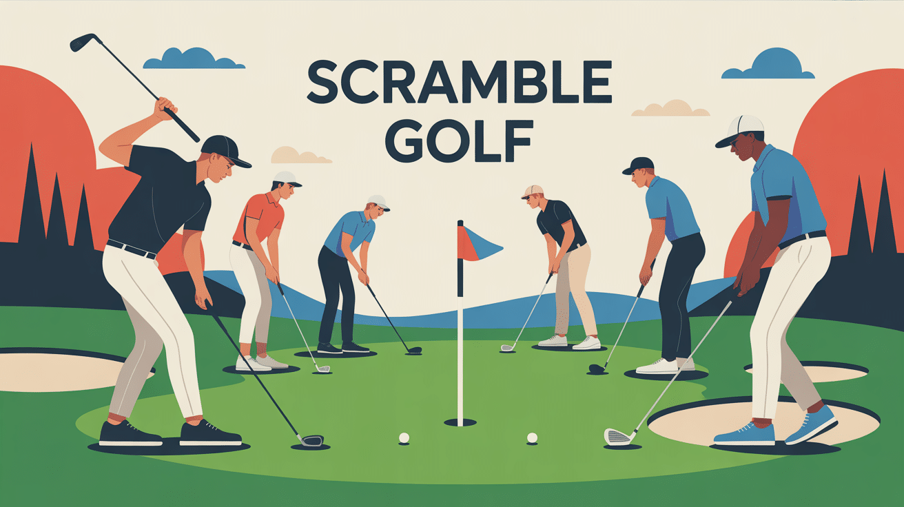 illustration équipe scramble golf dynamique