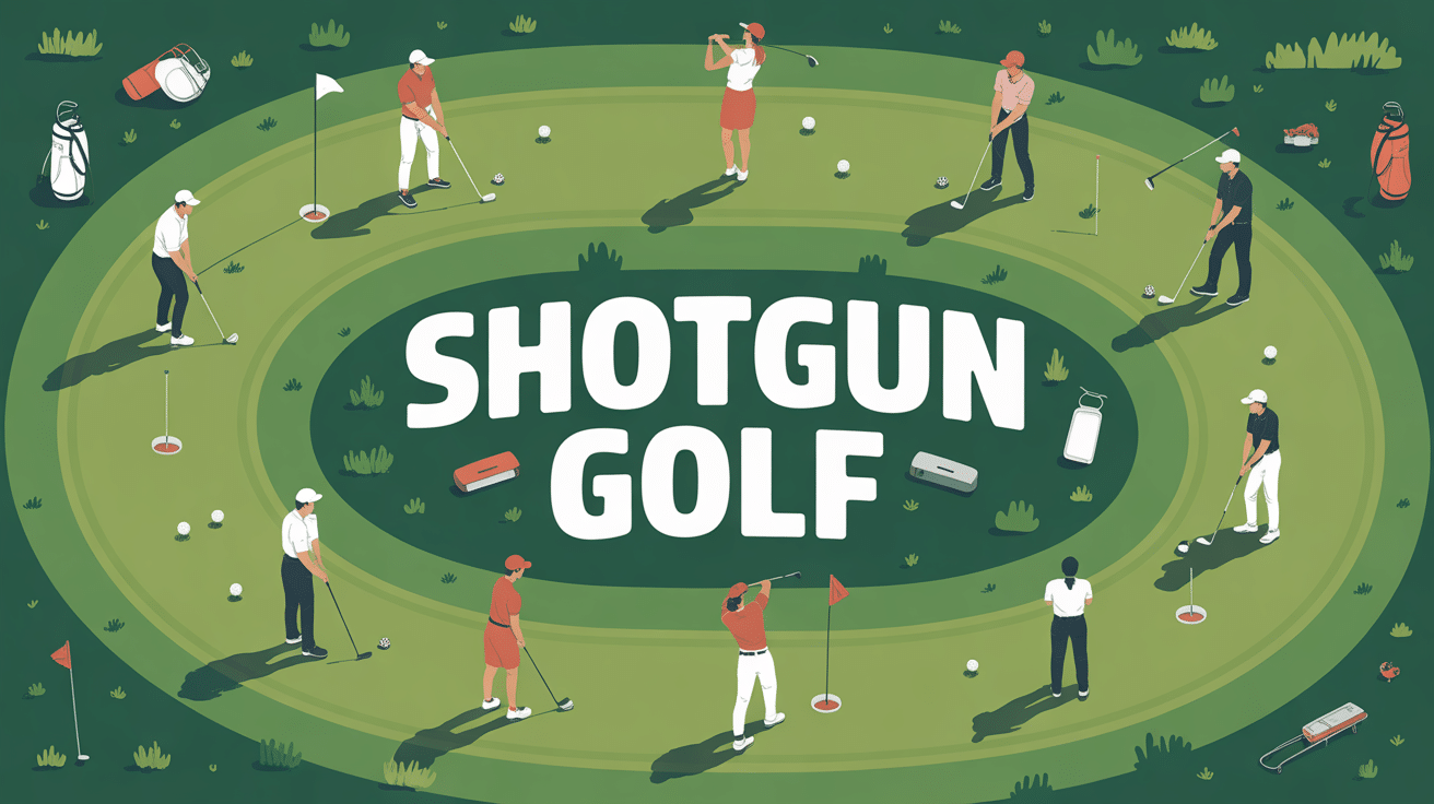 illustration vectorielle shotgun in golf parcours simultané