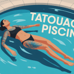 tatouage piscine dans une eau turquoise