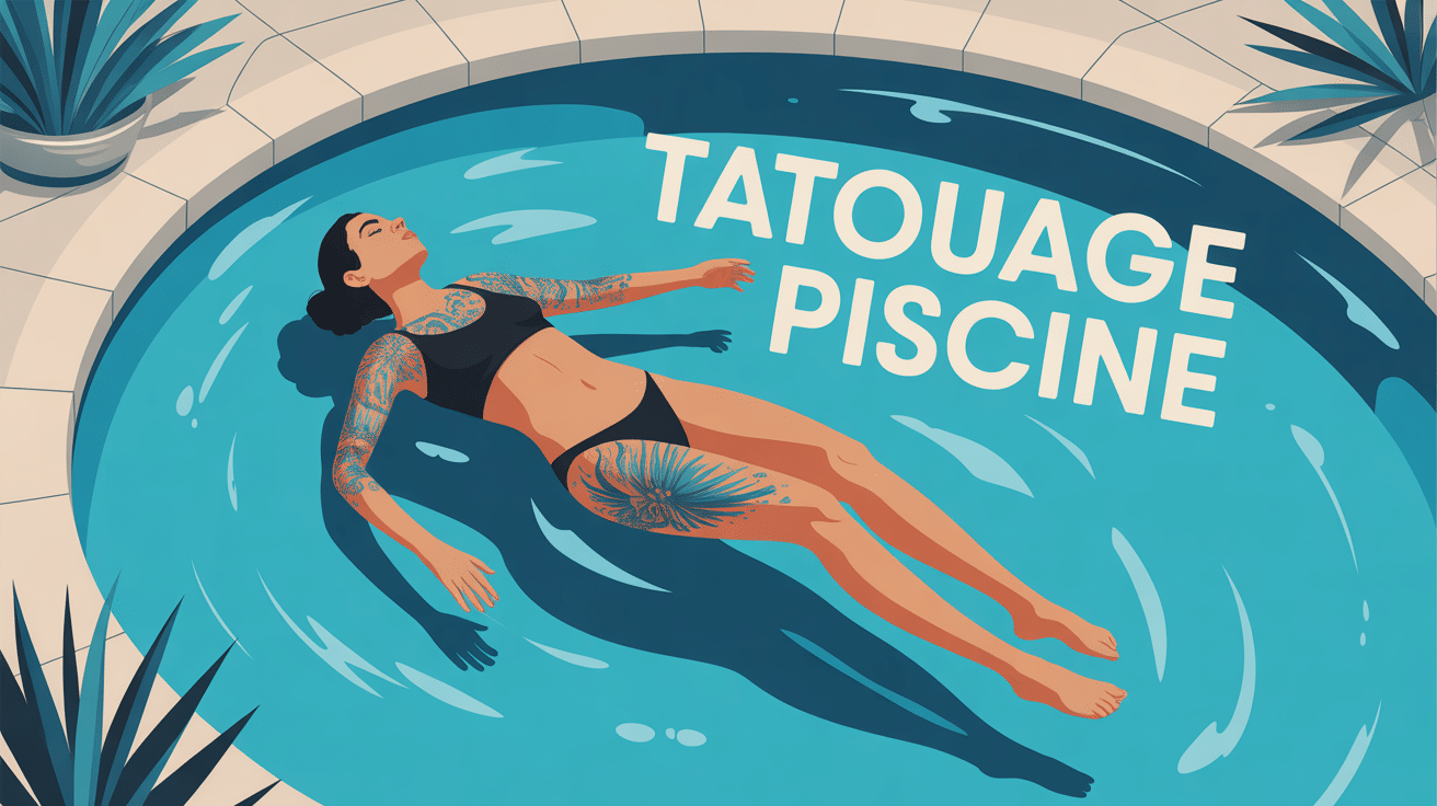 tatouage piscine dans une eau turquoise