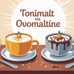 Choix tonimalt ou ovomaltine pour le petit-déjeuner avec symboles nutritionnels