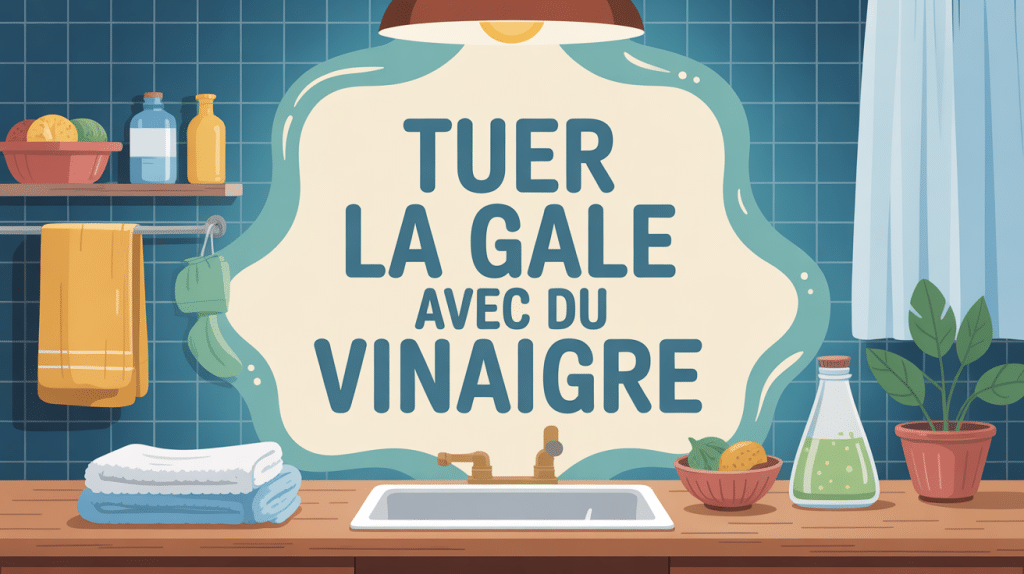illustration centrale tuer la gale avec du vinaigre sur surfaces domestiques