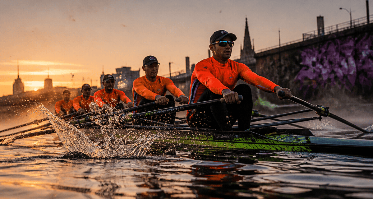 aviron sport équipage matin eau