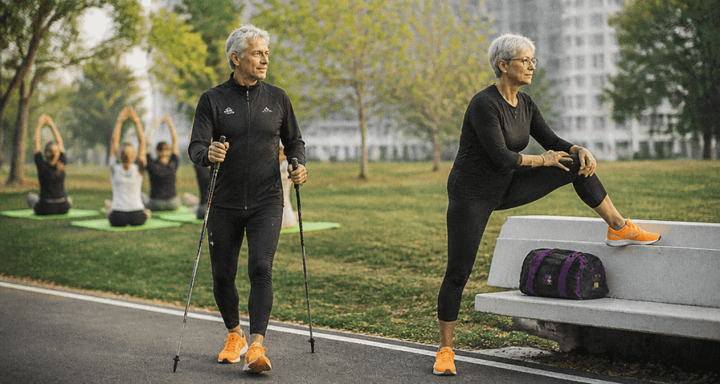 combien d heures de sport par semaine apres 60 ans seniors marche etirements