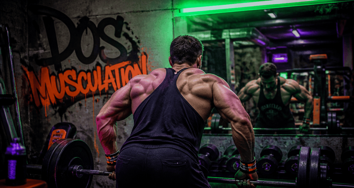 Dos musculation athlète rowing barre