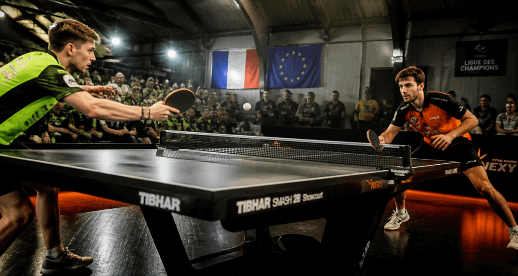 ligue des champions de tennis de table match joueurs supporters