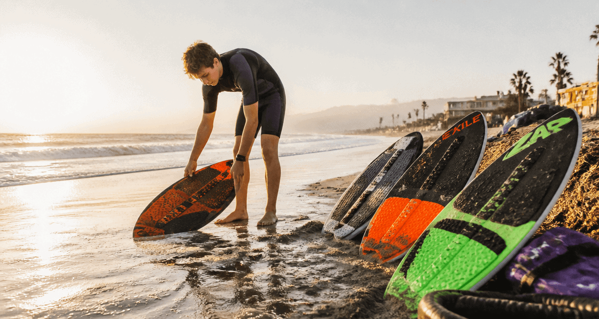 skimboard board jeune skimmeur plage