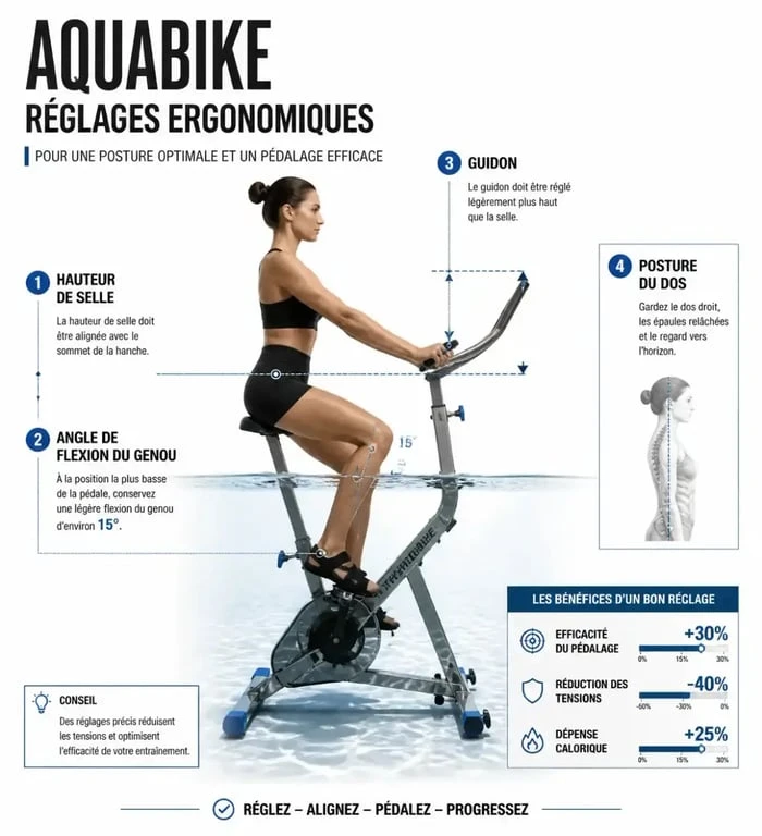 Réglages et posture pour une séance aquabike efficace