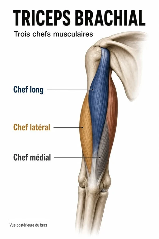 Schéma anatomique du triceps pour muscler le muscle sous les bras