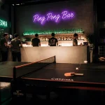 Gossima ping pong bar : table professionnelle avec raquettes et joueurs