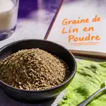 graine de lin en poudre dans un bol sur table
