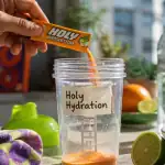 holy hydratation poudre orange dans shaker
