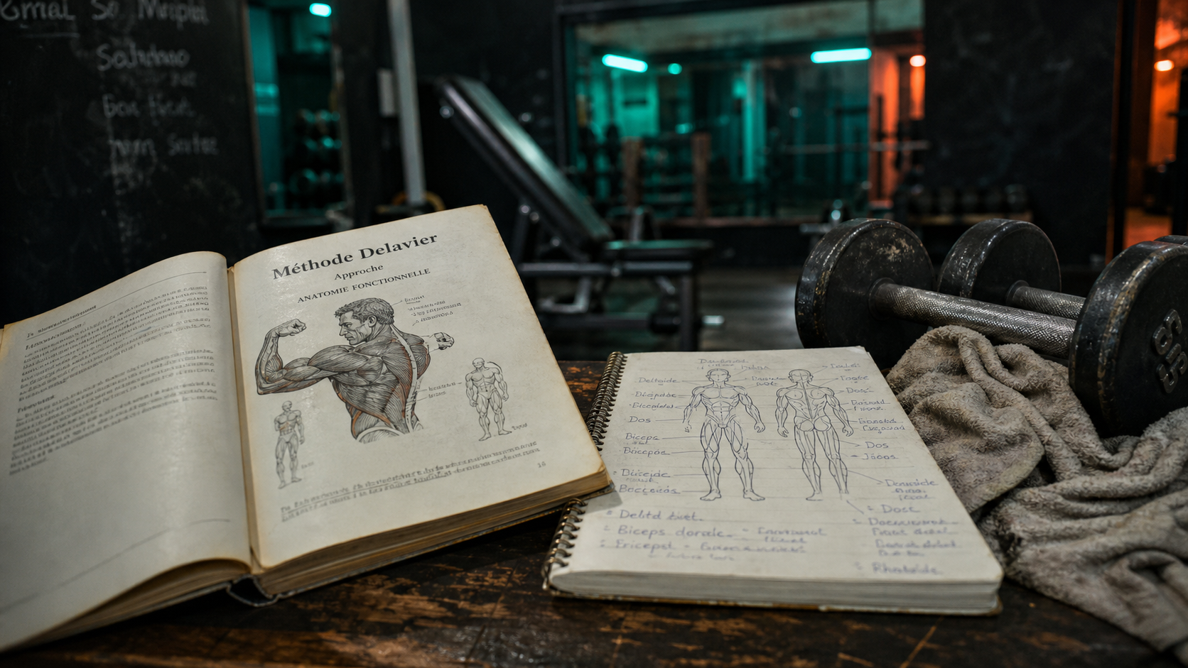 Methode de musculation delavier : livre et schémas anatomiques en salle de sport
