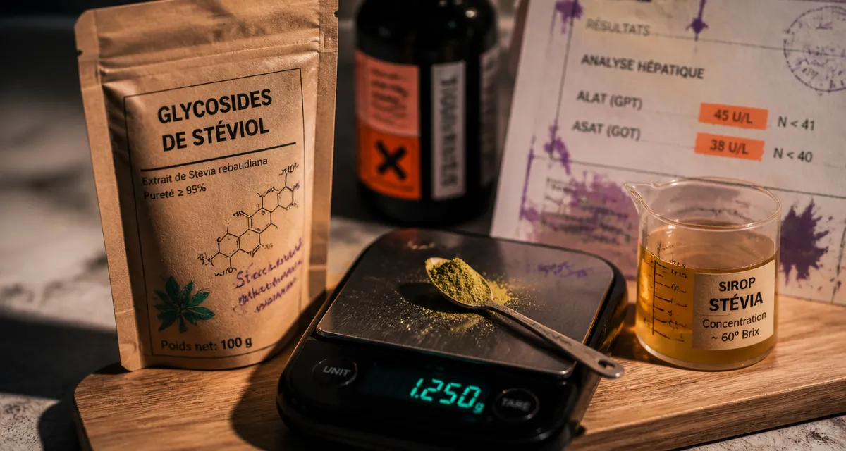 Stevia danger pour le foie : 2 g/j, additifs cachés et vérité scientifique