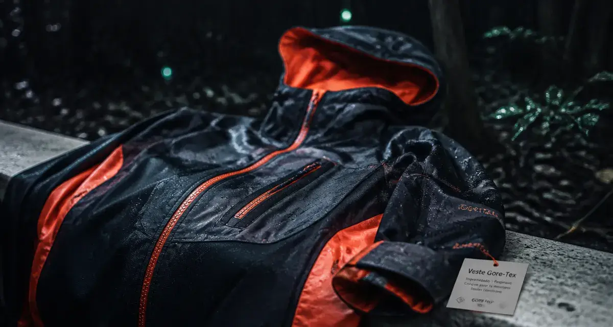 Veste gore tex femme noire et orange fluo, protection pluie