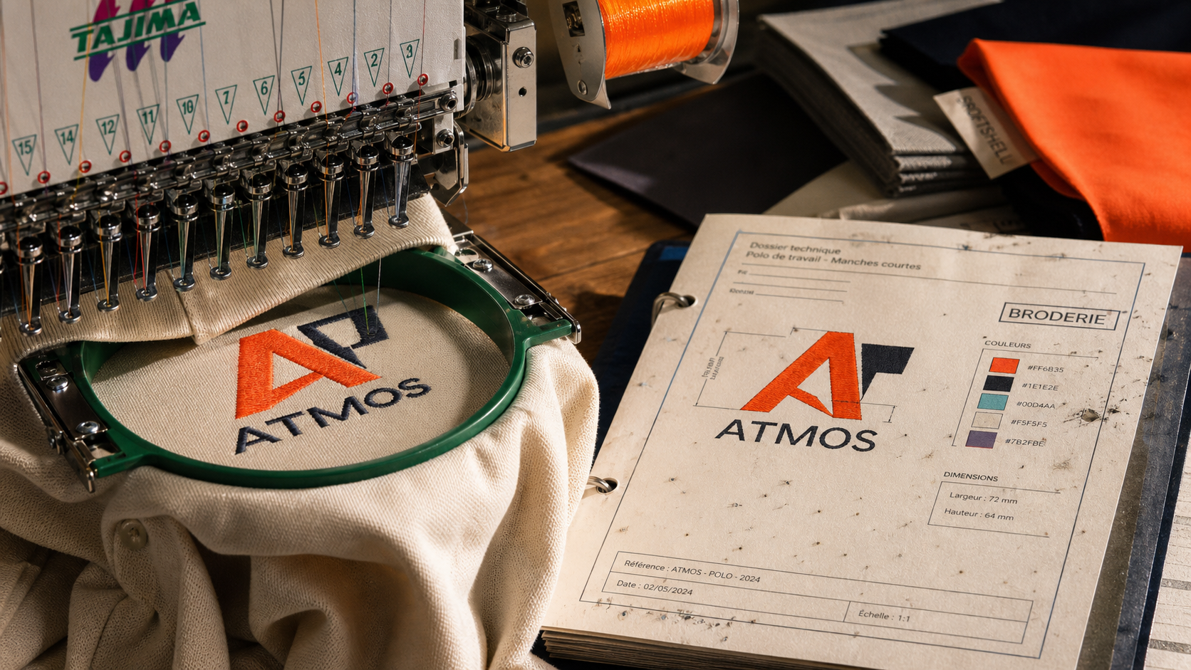 Broderie pour vetement : logo durable en cours sur polo