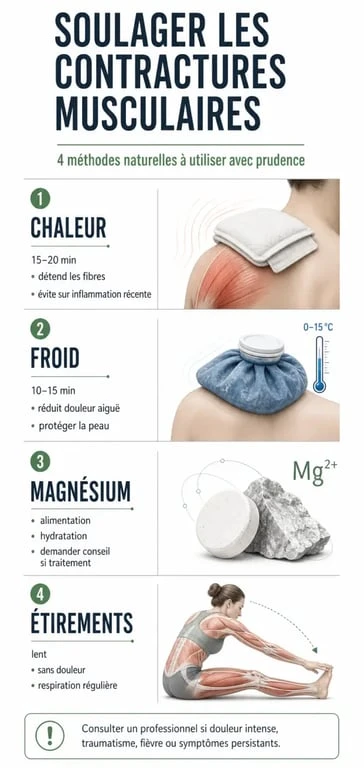 Infographie sur les solutions de décontractant naturel pour soulager les tensions musculaires