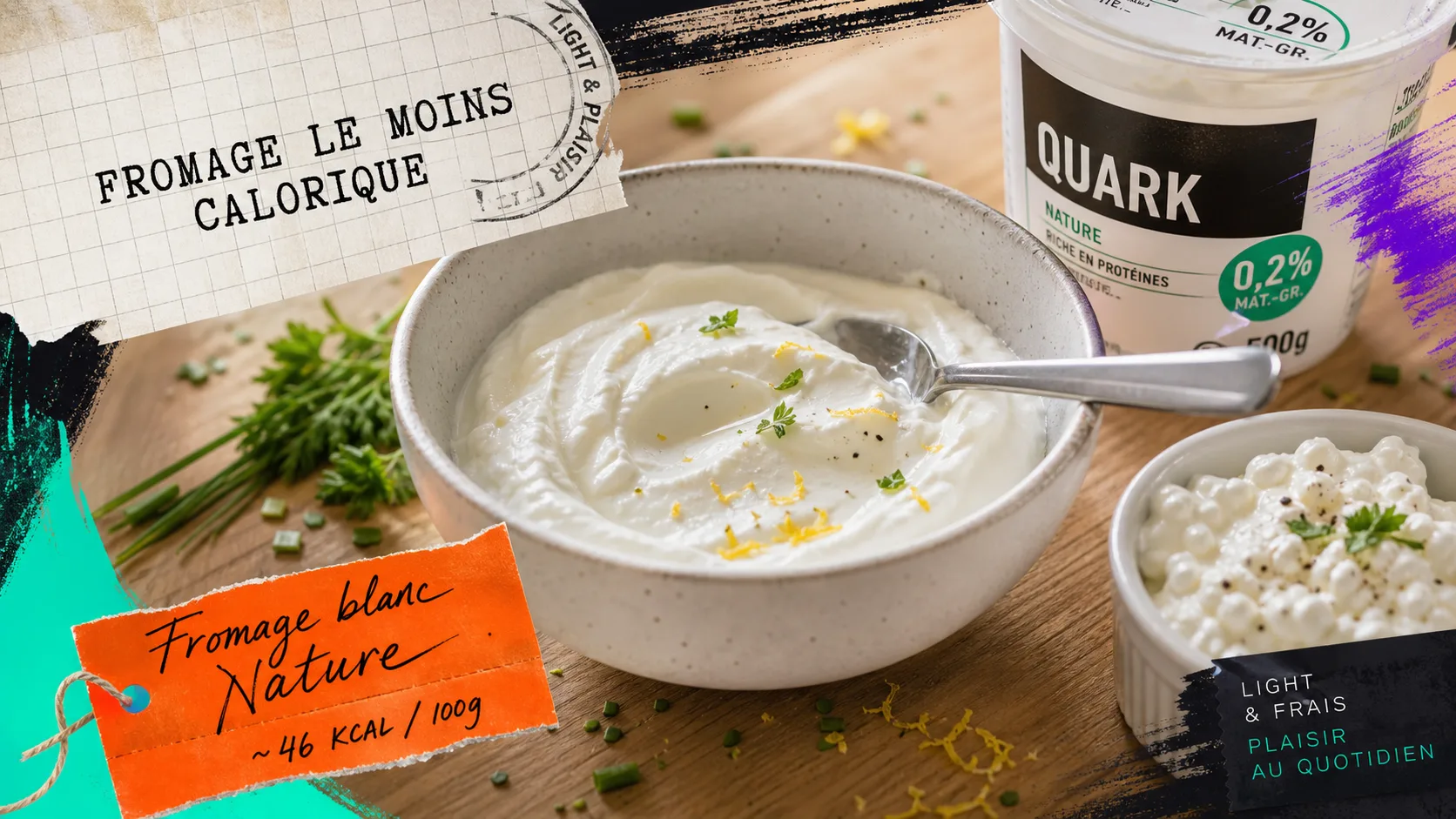 Fromage le moins calorique : fromage blanc nature et quark, faible calories