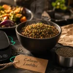 Lentilles calorique : bol de lentilles cuites, calories et satiété