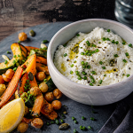 Manger de la faisselle le soir : bol de faisselle bien égouttée et légumes tièdes