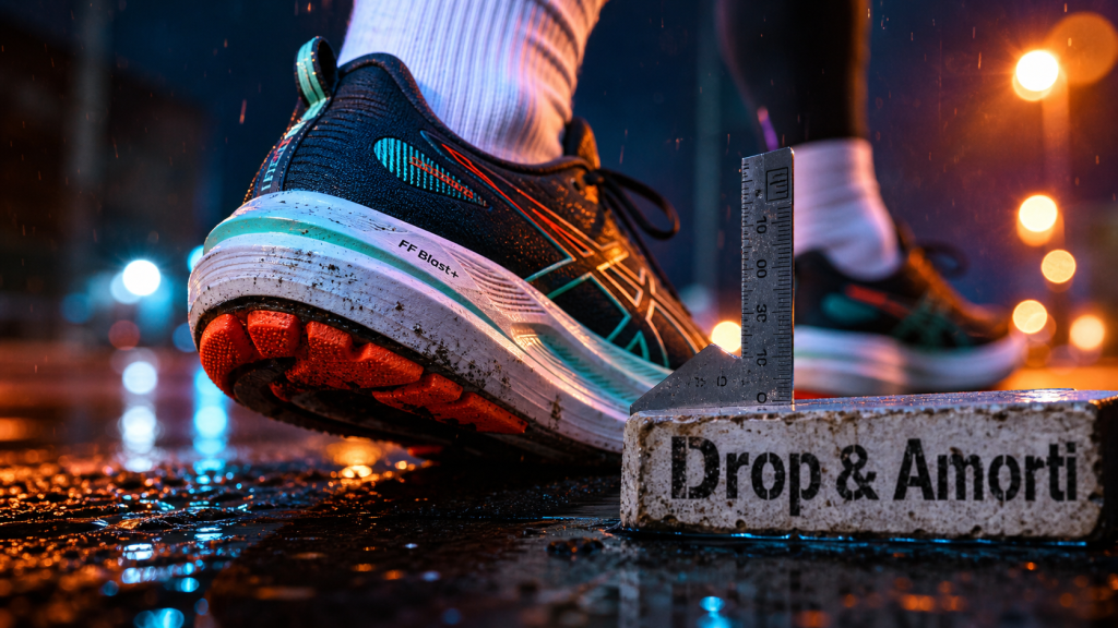 Meilleure chaussure running : drop et amorti visibles