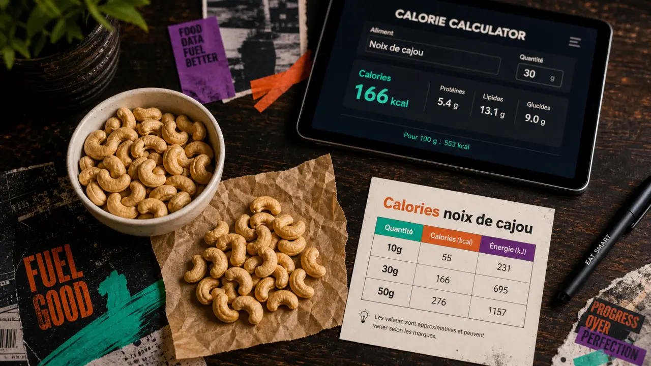 Noix de cajou calories : 30 g et 100 g