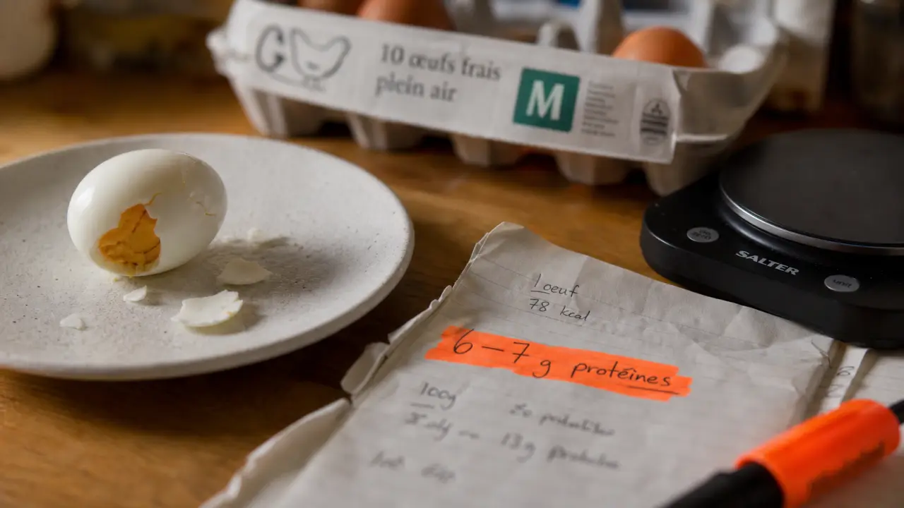 Protéine dans un oeuf : 6 à 8 g selon le calibre et la cuisson