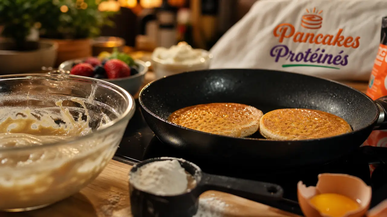 Recette pancake proteines moelleux en poêle, pancakes dorés protéinés