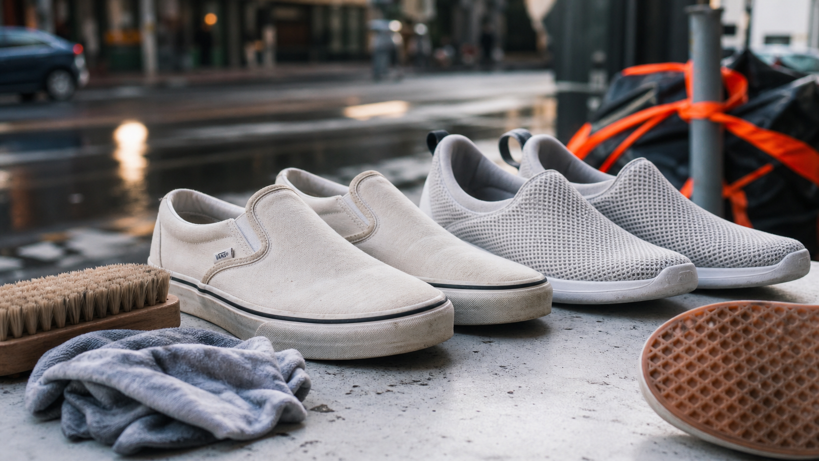 Slip on : chaussures en toile et mesh, confort et semelle caoutchouc