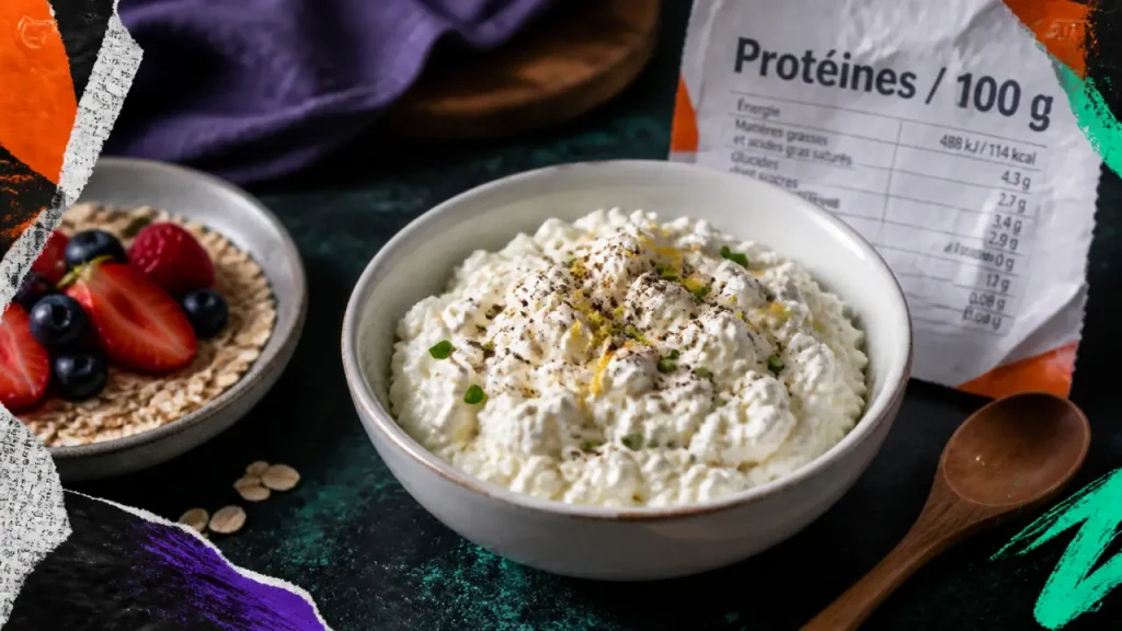 Cottage cheese protéines : 11 à 12 g pour 100 g, caséine lente et usages concrets