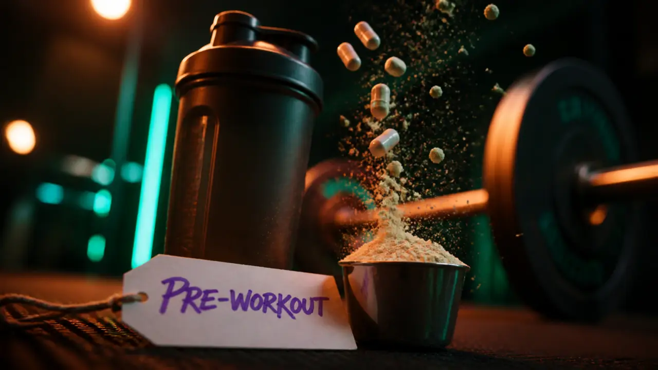 Musculation booster : shaker pre-workout et poudre beige