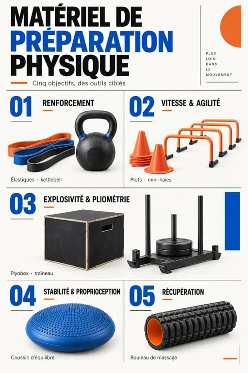 Infographie du matériel préparation physique selon les objectifs d'entraînement