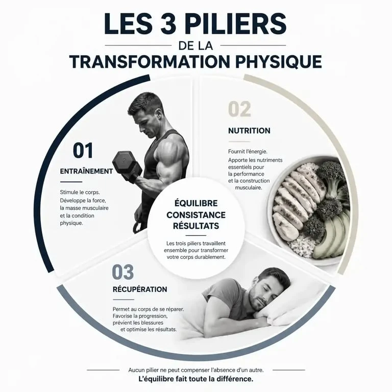 Infographie piliers musculation avant apres