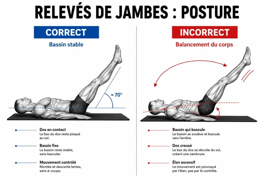 Correction technique pour l'exercice chaise romaine : relevés de jambes